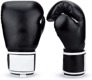 Guantes de Boxeo de Cuero Negro de 12 Onzas, con Cierre de Velcro, para Entrenamiento de Adultos, Guantes de Entrenamiento Amateur, Calidad Profesional - Product Image 1