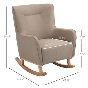 Poltrona a dondolo moderna Greige, resistente, in stile nordico, con schienale a orecchioni, per camera da letto - Product Image 2