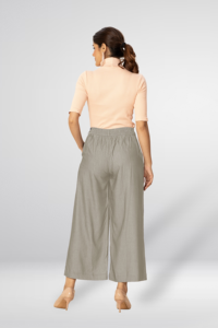 Pantalon palazzo en denim extensible à taille haute pour femmes, coupe confortable, idéal pour le bureau et les tenues décontractées quotidiennes - Product Image 4