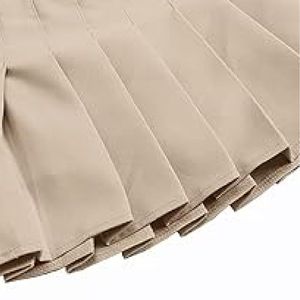 กระโปรงมินิสั้นทรงพลีทสีเบจคากีเอวสูง มีกระเป๋าข้าง ทรงคลาสสิคสไตล์กระโปรงเทนนิส - Product Image 5