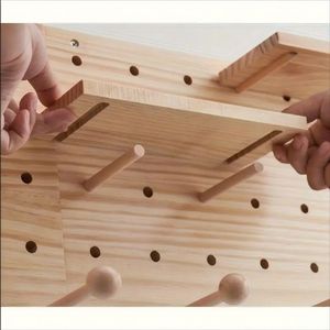Bestseller Xiaohongshu: Pannello Forato in Legno Massello 40x60cm Stile INS, Organizzatore Decorativo a Singolo Livello - Product Image 6