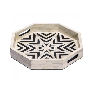 Elegant Serving, Display, and Decorative Applications High End Artisan Bone Inlay Tray for Premium Interior Decoration and <b>Home</b> - Product Image 4