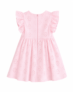 Robe en coton à fleurs rose pour bébé fille avec nœud |   Robe de soirée d'été chic - Product Image 2