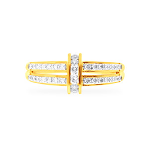 Bague croisée multi-rangs en or jaune de haute qualité avec diamants pour femme, alliance de luxe tendance, bijoux fins en gros - Product Image 4