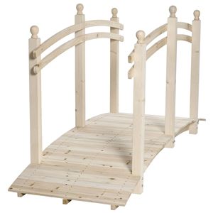 Ponte da Giardino Arcuato in Legno di Abete da 2,3 m con Ringhiere di Sicurezza per Paesaggistica e Pavimentazione Esterna - Product Image 1