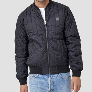 Chaqueta Bomber Acolchada para Hombre, Color Sólido, Cierre de Cremallera, Resistente al Viento, Prenda Exterior de Poliéster, Estilo Casual Otoñal - Product Image 6