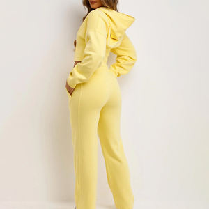 Sudadera Corta Informal de Algodón Ecológico para Mujer con Logotipo Personalizado, Sudadera Holgada Sólida, Conjunto Personalizado - Product Image 3