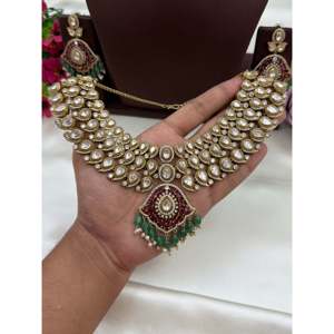 Vedika Premium Victorian Gold Plated <b>Pearl</b> Necklace & Earring <b>Set</b> for Bridal - Product Image 2