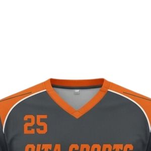 Maillot de lacrosse unisexe gris et orange en polyester, coupe athlétique légère, vêtements de sport d'équipe pour l'entraînement et les matchs - Product Image 3