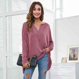 T-shirt personnalisé à manches longues et col en V pour femme, grande taille, collection printemps-automne, offre spéciale - Product Image 5