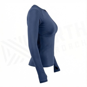 Crew Neck Long Sleeve Solid Color Yoga <b>Top</b> <b>Sweat</b> Wicking Breathable Quick Dry Four Way Stretch Women's Activewear - Product Image 3
