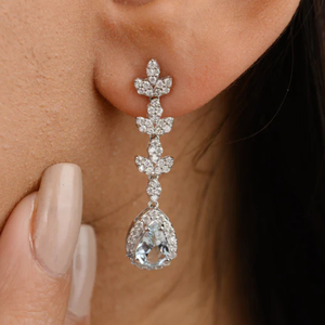 14K Art Deco Aquamarine and <b>Diamond</b> <b>Dangle</b> <b>Earrings</b> - Product Image 6