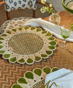 Handmade Natural Fiber <b>Table</b> Mat Stylish <b>Rustic</b> <b>Farmhouse</b> <b>Dining</b> Decor Premium Round Raffia Placemat - Product Image 3