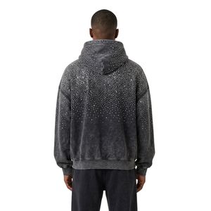 Sweat à capuche personnalisé en coton molletonné gris anthracite délavé, style vintage streetwear urbain - Product Image 2