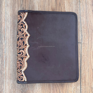 New Custom Top Quality Genuine Leather Business Planner Portfolio Cowhide File <b>Folder</b> <b>A4</b> Document <b>Folder</b> Binder With Card Holder - Product Image 3