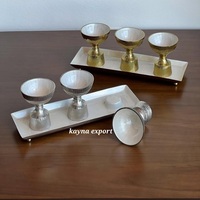 Luxe gepolijste metalen, milieuvriendelijke, moderne serveerschaal met gouden PVD afwerking, aangepast logo, CE-gecertificeerd, voor feestjes, fruit en snacks