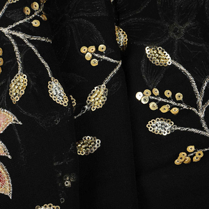Premium Abaya <b>Sequin</b> Embroidery Fabric Velvet Net Mesh Textile For Gulf UAE Modest Fashion Garment Supply - Product Image 2