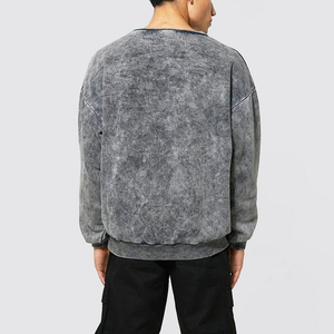 เสื้อสเวตเชิ้ตผู้ชายดีไซน์เฉพาะตัว ล้างสีแบบแอซิดวอช ผ้าฝ้าย 100% สำหรับฤดูหนาว คอกลม สวมใส่สบาย คุณภาพสูง จากโรงงานโดยตรง ทรงปกติ - Product Image 2