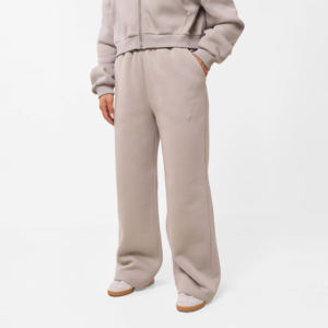 Ensemble de survêtement d'hiver pour femme, couleur chair, épaules tombantes, 100 % coton, à capuche, coupe décontractée, longueur intégrale, délavé à l'acide, couleur unie - Product Image 4