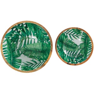 Bols décoratifs en bois faits à la main avec motif de feuilles tropicales pour servir les aliments, style bohème décoratif artisanal - Product Image 6