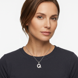 925 Sterling Silver Alphabetic Q Pendant Necklace Cute Zircon Rhodium Plated 4-Layer Rolochain Unisex Engagement Party Gift Fine - Product Image 2