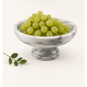 Bol sur piédestal en marbre naturel blanc, vente en gros, centre de table moderne pour fruits, bol de service décoratif sur pied pour la cuisine et la décoration intérieure - Product Image 6
