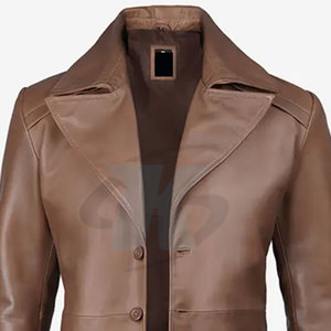Custom Design Elegant Leather <b>Coat</b> <b>For</b> <b>Men</b> Classic <b>Long</b> Style Premium Quality Warm Comfortable Street Fashion Leather <b>Coat</b> - Product Image 5