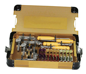 Kit d'instruments avancés pour la chirurgie orthopédique osseuse, vis de fixation de la colonne vertébrale codées par couleur et poignées ergonomiques jaunes - Product Image 1