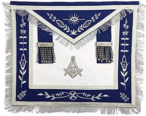Wholesale Custom Master Masonic Regalia <b>Apron</b> Elegant Silver Embroidery Square Pattern on Royal Blue Fabric <b>White</b> Lodge <b>APRON</b> - Product Image 2