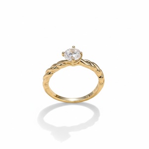 Anillo de Compromiso Clásico de Joyería Fina, Oro Sólido de 18K, Diamante Redondo Cultivado en Laboratorio, Banda Trenzada, Color DEF, Claridad VS-VVS - Product Image 1