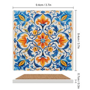 Posavasos Cuadrados Modernos con Diseño Floral, Base de Corcho e Incrustaciones de Madreperla Hechas a Mano de REHMAN CRAFT - Product Image 6