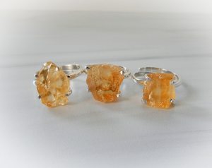 Genuine Citrine <b>Ring</b> Sterling Silver Adjustable Raw Gemstone <b>Ring</b> November Birthstone Jewelry Elegant Gift For Her - Product Image 1