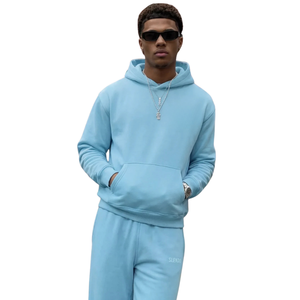 Ensemble de survêtement en molleton pour homme avec sweat à capuche et pantalon droit, coupe décontractée, tenue décontractée d'hiver en deux pièces avec poches - Product Image 5
