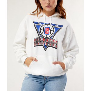 Sudadera con Capucha Blanca Extra Grande para Mujer, Color Sólido, Tejido de Algodón, Estilo Casual para Otoño - Product Image 4