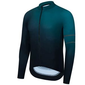 Men Cycling Jersey Long Sleeve Fleece Thermal Breathable <b>Road</b> Bike Autumn Winter Cycling Jacket Coat Sublimated Design - Product Image 1