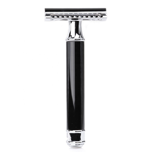 มีดโกนหนวดแบบด้ามไม้สีดำพรีเมียม ใบมีดสองคม สำหรับการโกนแบบมืออาชีพ - Product Image 1