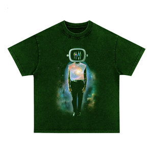 Men's Black Short Sleeve T-Shirt With Colorful Photo Print Street Style O-Neck Regular Fit Jersey Cotton - Product Image 5
