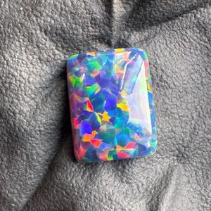 Ópalo sintético de laboratorio con múltiples destellos, corte cabujón, forma de cojín, 12x16mm, excelente calidad, juego de colores, el mejor para collares, gema suelta - Product Image 1