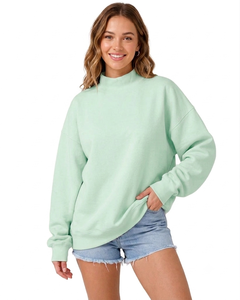 เสื้อสเวตเชิ้ตคอเต่าทรงโอเวอร์ไซส์สำหรับผู้หญิงไซส์ใหญ่ สไตล์สตรีทแวร์ แขนยาว ลำลอง สำหรับฤดูหนาวและฤดูใบไม้ร่วง พิมพ์ลายประดับเลื่อม - Product Image 1
