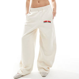 Wholesale Solid Casual Sweatpants <b>Men</b> Mid Wide Leg Custom DTG Printed logo Midweight Oversized Flared <b>Baggy</b> <b>Trousers</b> - Product Image 1