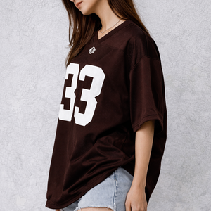 Jersey de Fútbol Americano Personalizado, Unisex, Talla Grande, Color Marrón, Malla, Cuello en V, Corte Holgado, Poliéster, Ropa Deportiva de Equipo, Producción OEM al por Mayor, Hecho en EE. UU. - Product Image 5