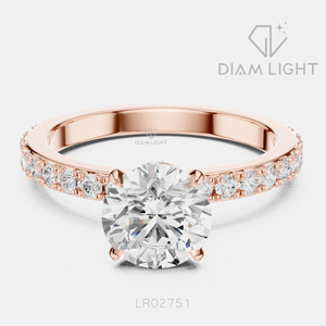 Bague de fiançailles en or blanc 14 carats avec diamant de laboratoire 1,00 carat, couleur F+, clarté VS+, taille ronde, sertissage pavé, bague de mariage - Product Image 3