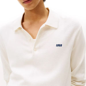 Polo à manches longues de qualité supérieure en cachemire pour homme, respirant, en coton Pima, décontracté, avec logo personnalisé, marque privée - Product Image 4
