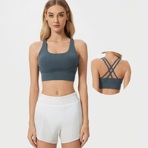 Soutien-gorge de sport pour femme en gros, haute qualité, respirant, séchage rapide, Spandex/Nylon, avec nœud décoratif, col en U, bretelles non ajustables, OEM - Product Image 1