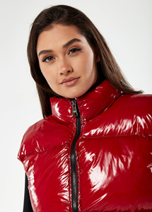 Premium Quality Breathable Solid Outerwear Shiny Puffer Vest Women's Lightweight Sleeveless Bubble Waistcoat Custom Logo Cropped - Product Image 5