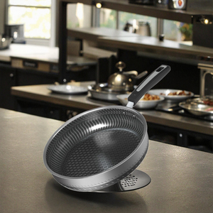Professional <b>Nonstick</b> Saute Pan Featuring Heavy Duty Aluminum Core Tempered Glass Lid Ergonomic Heat Resistant Handles - Product Image 2