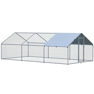 Poulailler en métal de grande taille en forme de tour avec couverture imperméable anti-UV pour l'extérieur - Product Image 1