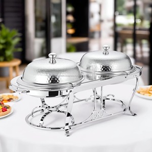 Cazuelas grandes con acabado plateado 2 en 1, perfectas para restaurantes, buffets, bodas y eventos de catering. Venta al por mayor desde India. - Product Image 2