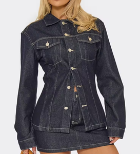 Conjunto de Dos Piezas de Mezclilla para Mujer, Chaleco sin Mangas y Pantalones de Mezclilla, Atuendo Moderno e Informal para Colecciones de Boutique - Product Image 1
