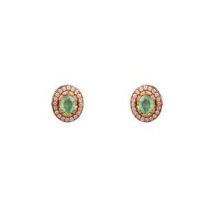 Dual Tone Green And Pink Stone Drop Earrings With CZ In <b>Gold</b> Finish Indian Festive <b>Jewelry</b> Earrings <b>Set</b> 925 Sterling Silver - Product Image 3